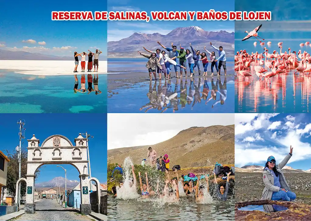 Ruta Reserva nacional de Salinas, volcan y baños de lojen - full day